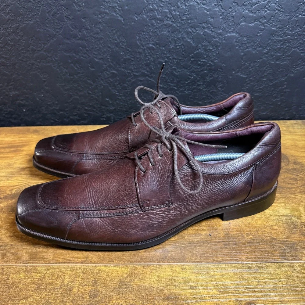 Johnston & Murphy 20-8657 Brown Pebbled Leather Apron Toe‎ Oxfords Mens 12M